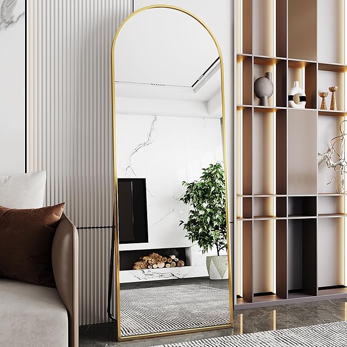 nanoglass Arch Mirror Full Length,Gold Mirror Full Length 71"x26",Standing Mirrors Full Body Mirrors for Bedroom,Large Mirror(Gold)