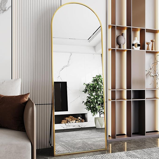 nanoglass Arch Mirror Full Length,Gold Mirror Full Length 71"x26",Standing Mirrors Full Body Mirrors for Bedroom,Large Mirror(Gold)