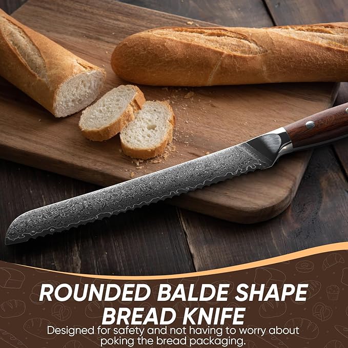 Purple Dragon Bread Knife for Homemade Bread, 8 Inch Serrated Knife for Slicing Sourdough Bread, Cake & Fruits - Gift Box