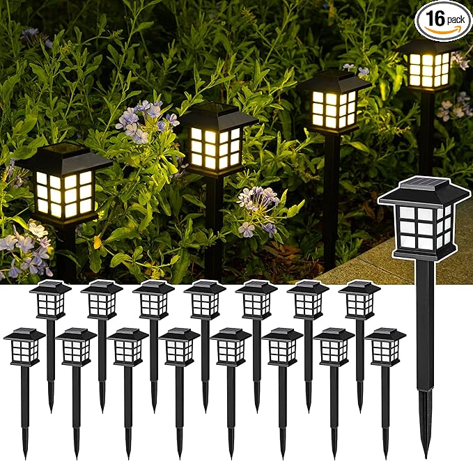 SOLPEX 16 Pack Solar Outdoor Lights, Path Lights, Walkway Lights Outdoor, Solar Garden Lights, Pathway Lights Waterproof for Garden, Yard, Landscape (Warm White)