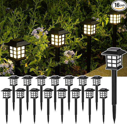 SOLPEX 16 Pack Solar Outdoor Lights, Path Lights, Walkway Lights Outdoor, Solar Garden Lights, Pathway Lights Waterproof for Garden, Yard, Landscape (Warm White)