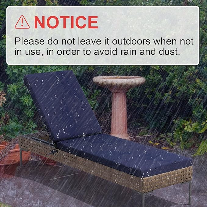 Crestlive Products Chaise Lounge Cushions Outdoor Set of 2, 80x23x3 Inch, Waterproof & 3-Year Fade Resistant Lounge Chair Cushions for Outdoor Furniture, Patio Cushions for Pool, Lawn, Navy