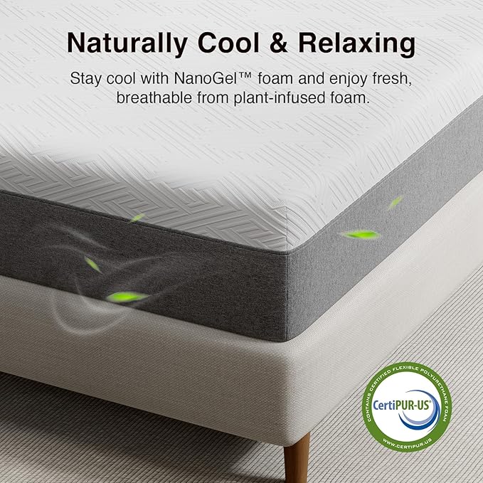Novilla 10 Inch Twin XL Mattress, Gel Memory Foam Mattress Twin XL Size in a Box with Comfort Foam for Back Pain Relief & Body Support & Cool Night Sleep, CertiPUR-US Certified