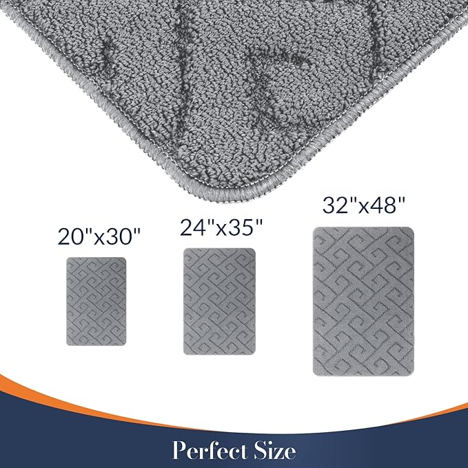 Walensee Indoor Doormat, Front Door Mat for Entrance (32"x48"Light Grey) Machine Washable Entryway Rug, Non Slip Trapper Door Rugs Absorbent Dirt Low Profile Shoes Scraper Inside Floor Mats for Entry