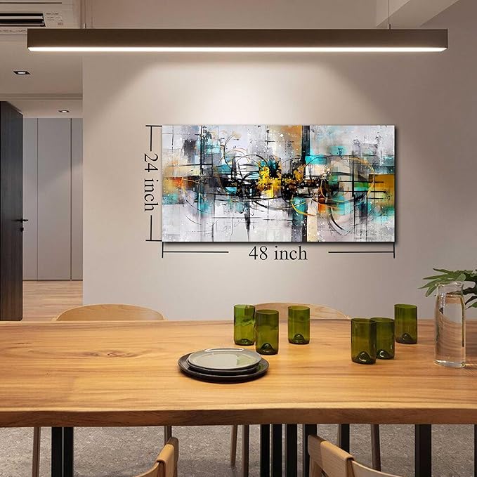 SIXTTART Abstract Wall Decor for Living Room - Modern Wall Art for Bedroom Home Office Decor Ready to Hang Size 24" x 48"