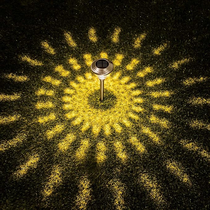 GIGALUMI 8 Pack Solar Pathway Lights, Solar Garden Lights Outdoor Warm White, Waterproof Led Path Lights for Yard, Patio, Landscape, Walkway (Stainless Steel)