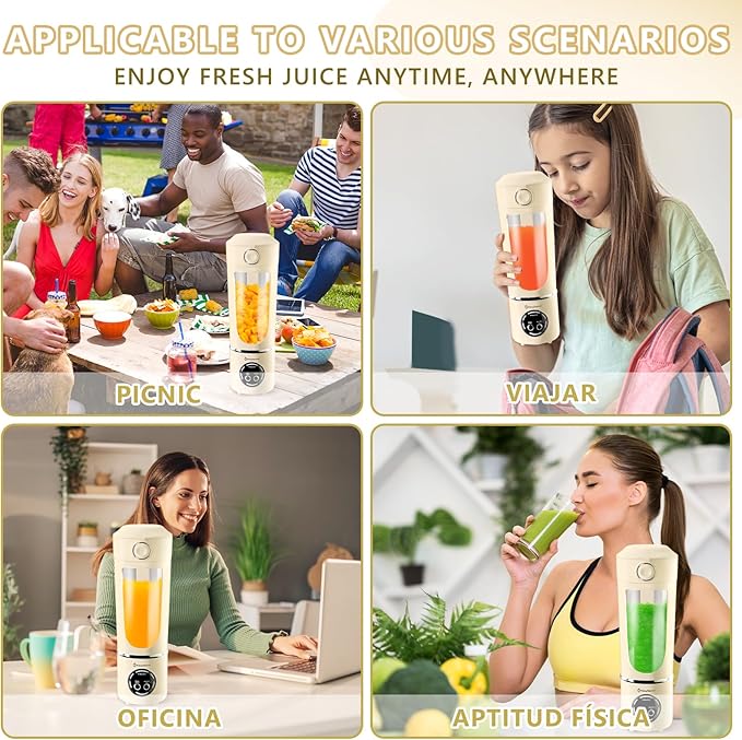 EasySpeed Personal Portable Blender,USB Type-C Rechargeable,700ml Juicer Cup,12 Stainless Steel Blades,4 Gear Modes,1500mAh Battery Capacity,Perfect for Fresh Juice at Home (Beige)