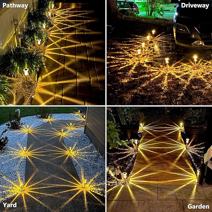 Solar Lights Outdoor 10 Pack Solar Pathway Lights Outdoor LED Waterproof Stainless Steel Driveway Lighting for Outdise, Yard, Walkway, Sidewalk, Garden, Lawn (Warm White)