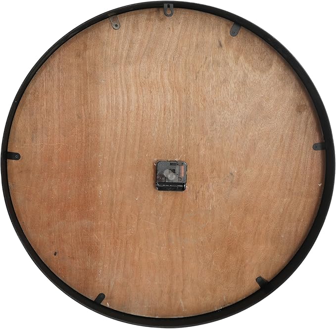 RiteSune 24 Inch Wood Wall Clock, Modern Large Numerals Battery Operated Quartz Movement, Black Metal Frame Decor Clock for Living Room Office Kitchen Bedroom, Entryway, Home, Office