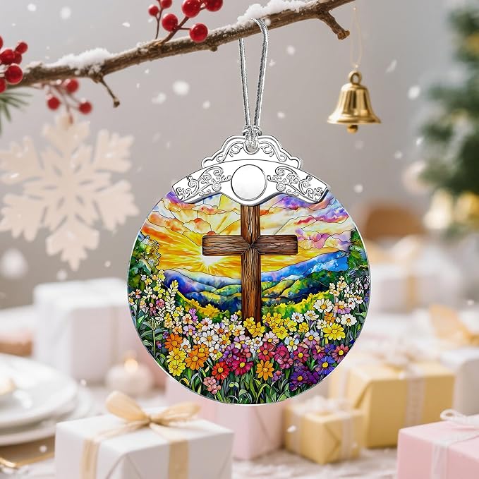 Catholic Cross Ornament, Christian Christmas Ornament, Christmas Tree Ornament, Religious Home Decor, Christian Gifts for Her, Religious Gifts, Gift Exchange, Gift Idea - Pattern A