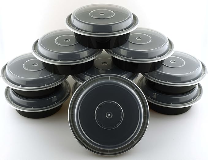 Green Direct Meal Prep containers 16 Oz. Round Microwavable Food Container with Lid /Portion Control Pack of 10