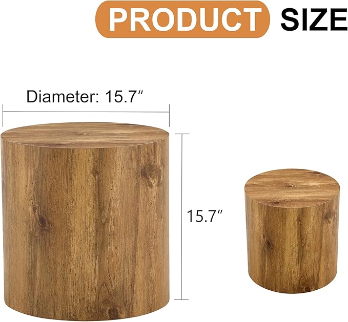Modern Round Top Coffee Table,15.7Inch Cylindrical End Table,Small Side Table with Texture for Living Room,Office,Apartment