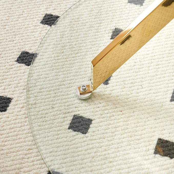 Round Glass Dining Table, Tempered Glass Tabletop and Metal Legs, Modern Style Glass Kitchen Table for Home, Kitchen, Dining Room (Gold, 36'' Round Table with 4 Legs)