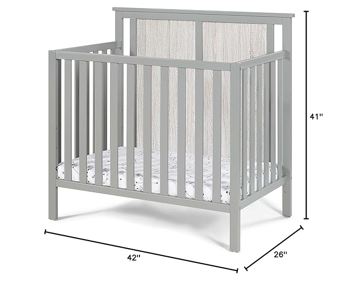 Suite Bebe Connelly 3-in-1 Mini Crib in Gray/Rockport Gray - Comes with Mattress Pad