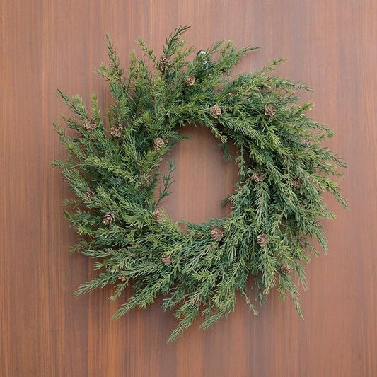 CG Hunter Holiday Collection Faux Wreath, Premium Artificial Indoor and Outdoor Large 28" Pinecone Christmas Wreath, Christmas Decorations and Holiday Greenery