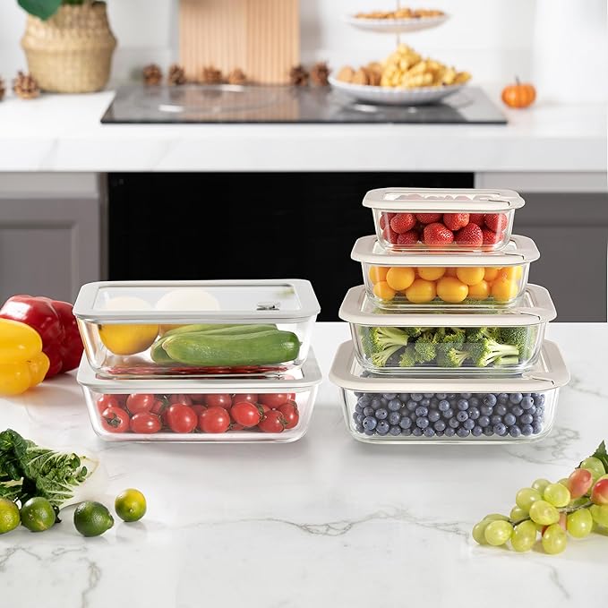 Glass Food Containers with Glass Lid (Grey-J4R)