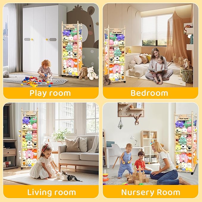 Stuffed Animal Storage Zoo Stuffed Animal Organizer, Wood Stuffed Animal Holder, Large Stuffed Animal Storage, Stuffed Animal Cage for Play Room Nursery Bedroom