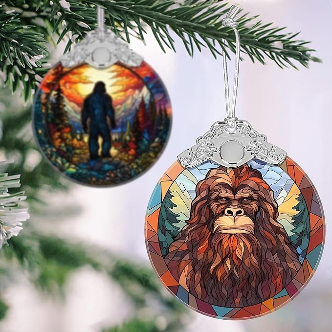 Mythology Sasquatch Christmas Ornament - Stained Glass Hanging Ornament, Holiday Decoration, Gift Idea