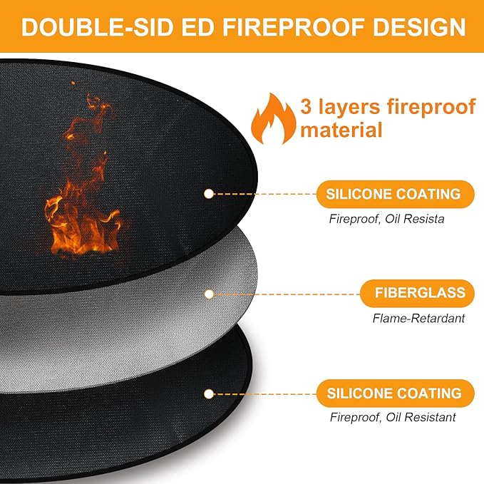 20'' Fire Pit Mat for Solo Stove Bonfire, Round Grill Mats for Outdoor Grill Fireproof Waterproof BBQ Grill Mat for Solo Stove Accessories, Grill Matt for Outdoor Grill Deck Protector