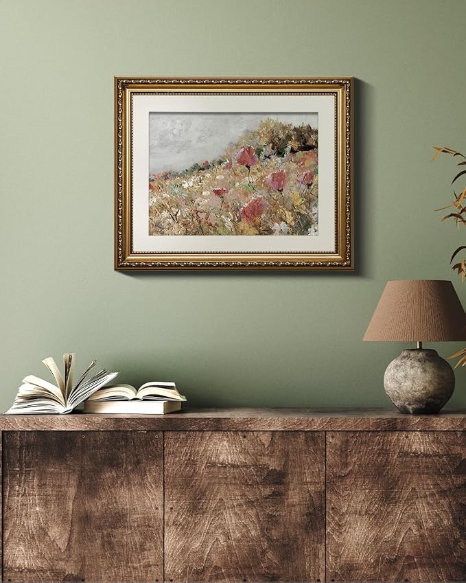 VIYYIEA Gold Framed Wall Art Canvas Print Home Decor Flower Art Vintage Botanical Print Rustic Farmhouse Wall Decor Mid Century Modern Art Coastal Print Floral Room Decor Wall Pictures Bedroom 13x16in