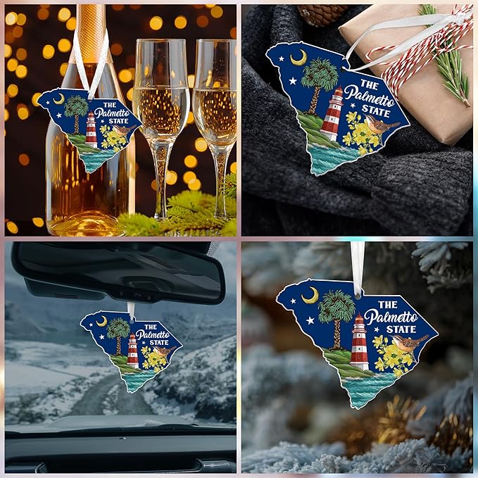 FLAGWIX South Carolina Christmas Ornament for Home Decor - Palmetto Acrylic Christmas Ornaments 2025 for Tree Decorations - South Carolina Gifts, House Warming Gifts New Home for Family Friends