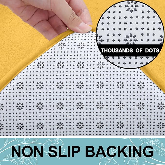 Smiry Memory Foam Bath Mat 36x24, Extra Soft and Absorbent Bathroom Mats, Non Slip Washable Carpet for Floor, Shower and Tub, Yellow