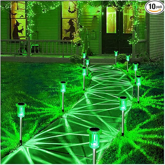 Halloween Solar Lights Outdoor 10 Pack Solar Pathway Lights Outdoor Halloween Decorations Waterproof Yard Lighting for Driveway Garden Walkway Path Landscape Lawn