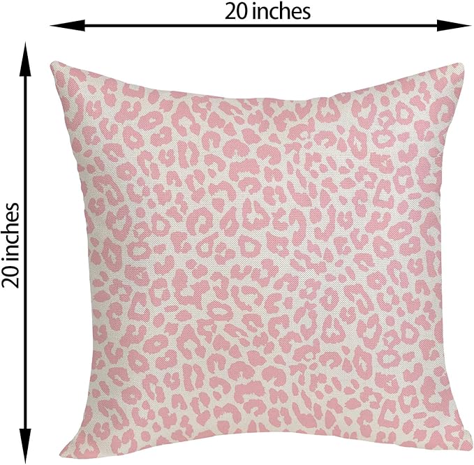 Leopard Print Pillow Covers 20x20 Pack of 2 Pink Animal Pattern Cheetah Decorative Throw Pillow Cover Outdoor Decor Boho Abstract Modern Pillowcase Farmhouse Linen Cushion Case for Home Couch