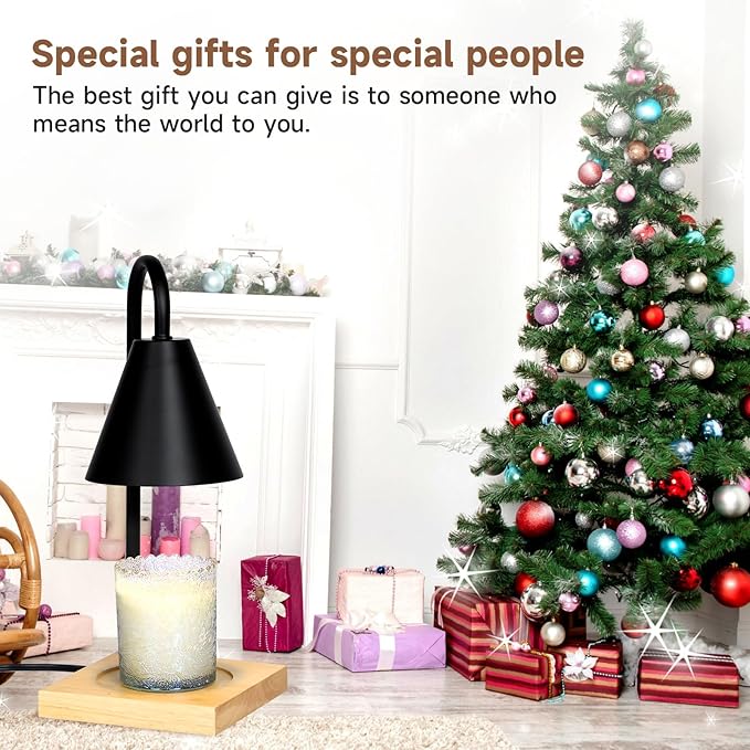Candle Warmer Lamp, Dimmable Candle Warmer Lamp for Jar Candles, Electric Candle Warmer Lamp with Timer 2H/4H/8H Nightstand Lamp for Bedroom (2 Wax Warmer Bulbs)