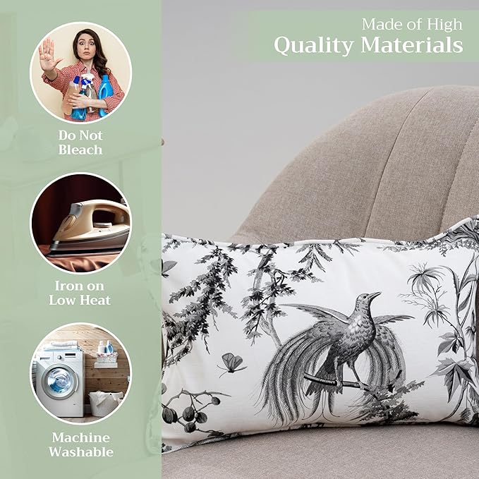 Maison d' Hermine Decorative Pillow Covers 12x20 Inch Rectangle 100% Cotton Throw Pillow Covers with Invisible Zipper for Living Room Couch, Chair, Sofas, Bedroom, Home (Paradise - Mid Night)