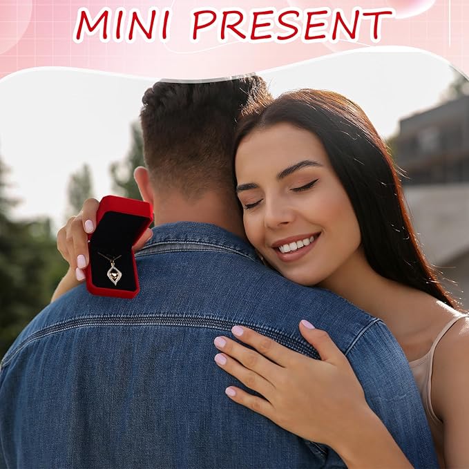 Sureio 24 Pcs Velvet Necklace Ring Boxes Bulk Earring Pendant Jewelry Gift Display Case for Proposal Anniversary Wedding Engagement Birthday Gift(Wine Red)