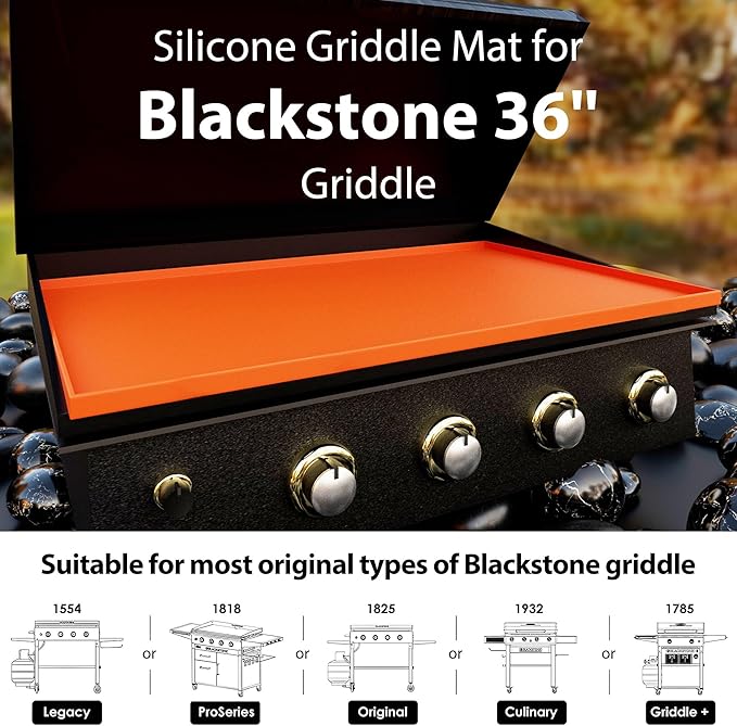 36'' Griddle Mat for Blackstone Griddle Cover, Silicone Grill Protective Cover Mat, Heavy Duty Reusable Food Grade Grill Cover Suitable for Outdoor Barbecue Griddle, BBQ Tools Accessories