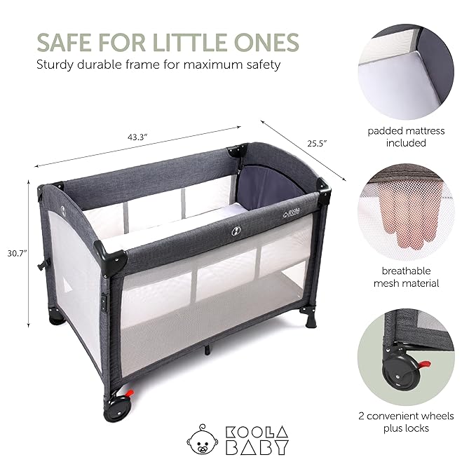 4-in-1 Baby Bassinet - Bedside Crib Sleeper, Pack and Play, Diaper Changing Table & Travel Bassinet - Portable Bassinet for Newborn To Toddlers - Travel Bag Included