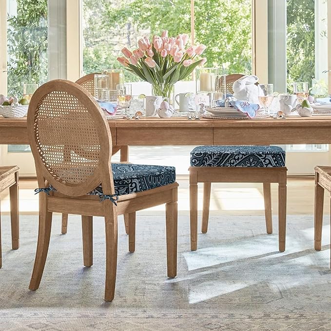 Outdoor Round Corner Seat Cushion, 17"x16"x2", Set of 4, Non Slip Seat Cushion Pads with Removable Cover for Patio Furniture, Garden Yard Lawn, Warm Taupe