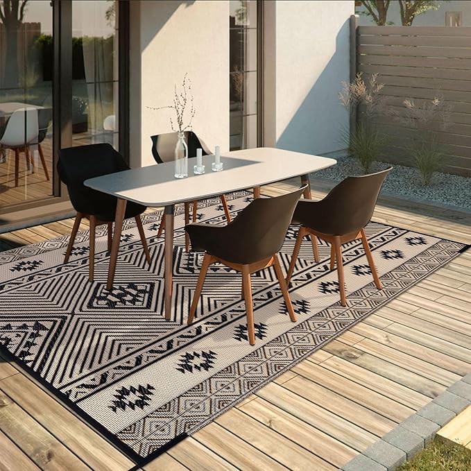 HiiARug Outdoor Rug 5'x7' Outdoor Plastic Straw Rug Waterproof Patio Mat Camping Rug Reversible RV Mat Outdoor Area Rugs for Outdoors, RV, Patio, Backyard, Deck, Camping