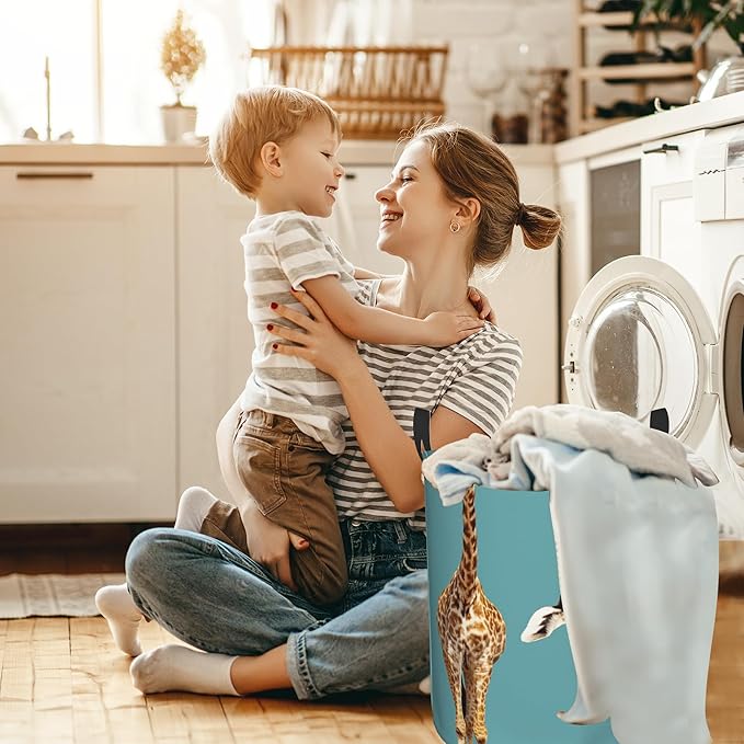 Laundry Hamper, Funny Giraffe Laundry Basket,Waterproof Foldable Storage Bin for Bedroom,Clothes Organizer Basket,Toys Box 16x20 Inch