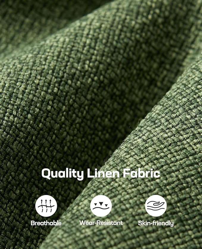 Marsail 2-Seater Modern Sofa, 65" Loveseat Couch with Wide Armrests & Deep Cushions, Linen Sofas with Removable Washable Covers for Living Room, Green