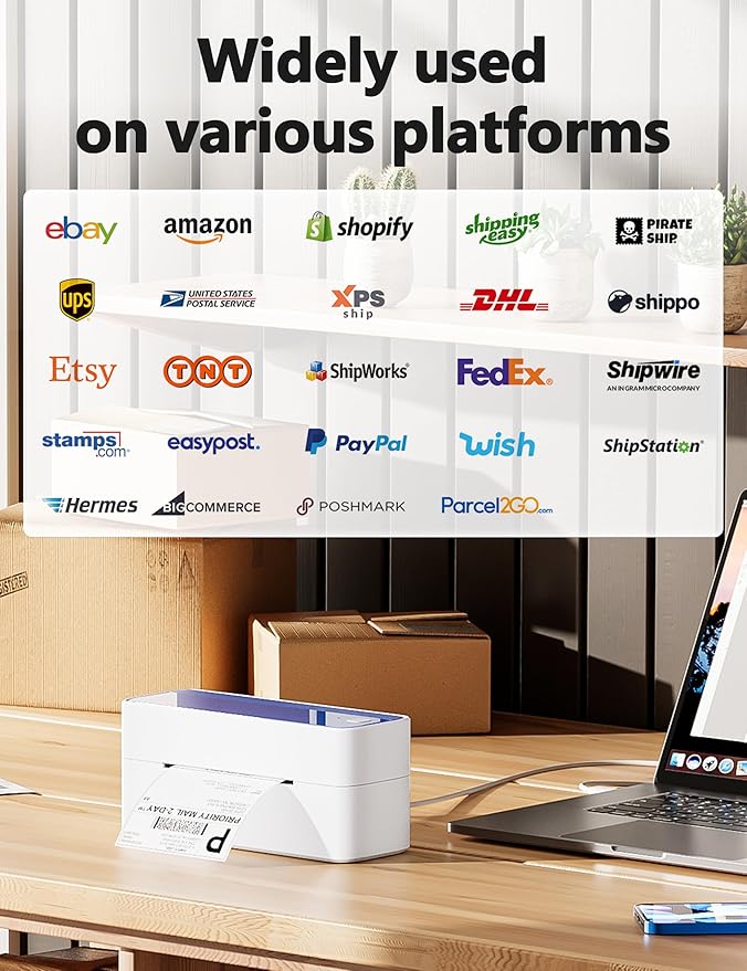 Phomemo Thermal Label Printer, 4X6 Shipping Labels Printer for Small Business, Wireless Label Printers for Package for Phone & Pad & PC, Used for Ebay, UPS, Shopify, TikTok, USPS, FedEx, DHL, Temu
