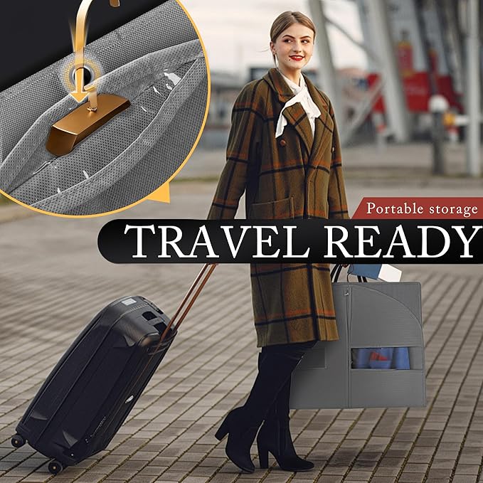 10 Pack 40-inch Suit Bag Garment Bag for Travel and Storage, Garment Bags for Hanging Clothes with Zipper and Visible Transparent Window, Gray