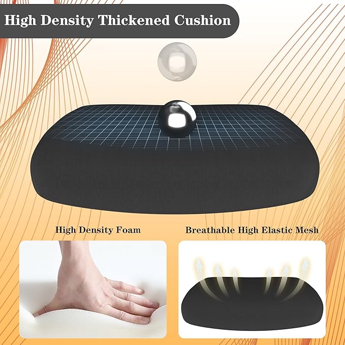 Ergonomic Office Chair for Long Hours & Back Pain Relief – Desk Chair with Adjustable Lumbar Support & Headrest, High-Density Foam Cushion, Flip-Up Armrests, Perfect for Work & Study (Dark Black)