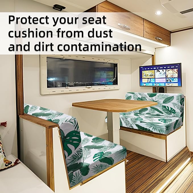 Rv Dinette Cushion Covers,Printing Stretchable Camper Cushion Cover,RV Cushion Slipcover,Rv Couch Cover Replacement for RV Camper Car Bench,2 Backrest Covers and 2 Bench Covers (Summer)