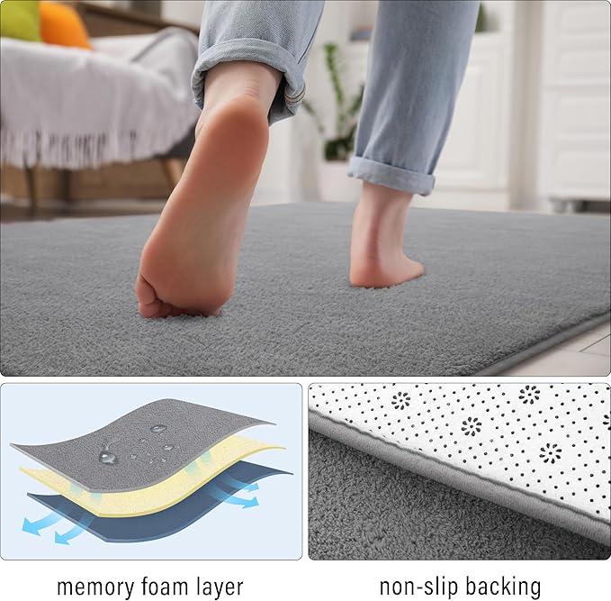 Soft Rugs for Living Room 4x6 Grey, Minimalist Area Rug for Bedroom Nursery Dining Table Dorm, Throw Rugs for Men Boys Girls Kids Room Indoor Floor Carpets