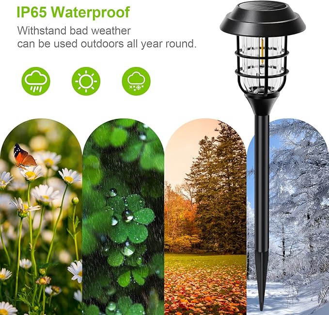 LETMY Solar Pathway Lights Outdoor, 8 Pack Bright Solar Lights Outdoor, IP65 Waterproof Auto On/Off Solar Garden Lights Solar Powered Landscape Lighting for Yard Patio Walkway Driveway