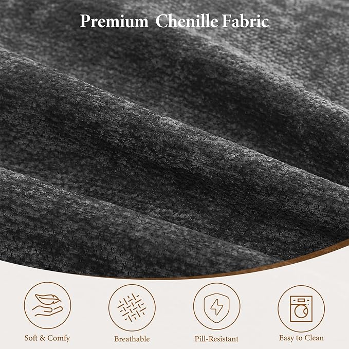 Vesgantti 114" Modular Sectional Boneless Couch, Modern 3 Seater Sofa with Ottoman & Deep Seat, Convertible Chenille L Shaped Cloud Couches for Living Room, No Assembly Required, Dark Grey