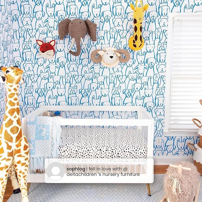 Delta Children Sloane 4-in-1 Acrylic Convertible Crib - Greenguard Gold Certified, Acorn/Matte Black