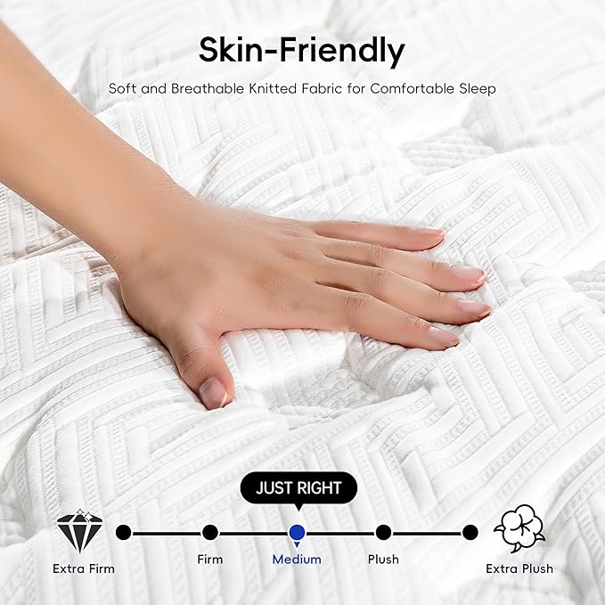COOLMI Twin Mattress, 12 Inch Hybrid Memory Foam Mattress in a Box, Pressure Relief for Back Support, Medium Firm, Individually Pocket Springs, 100-Night Trial & CertiPUR-US Certified, Twin Size