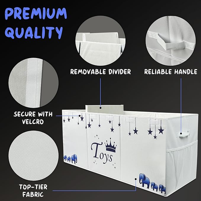 Extra Large Toy Box for Boys - Toy Storage Organizer For Living Room with Lids - 40"x14"x16" Collapsible 600D Oxford Toy Chest for Kids, Boys, Girls - Durable Toy Bin for Playroom, Nursery