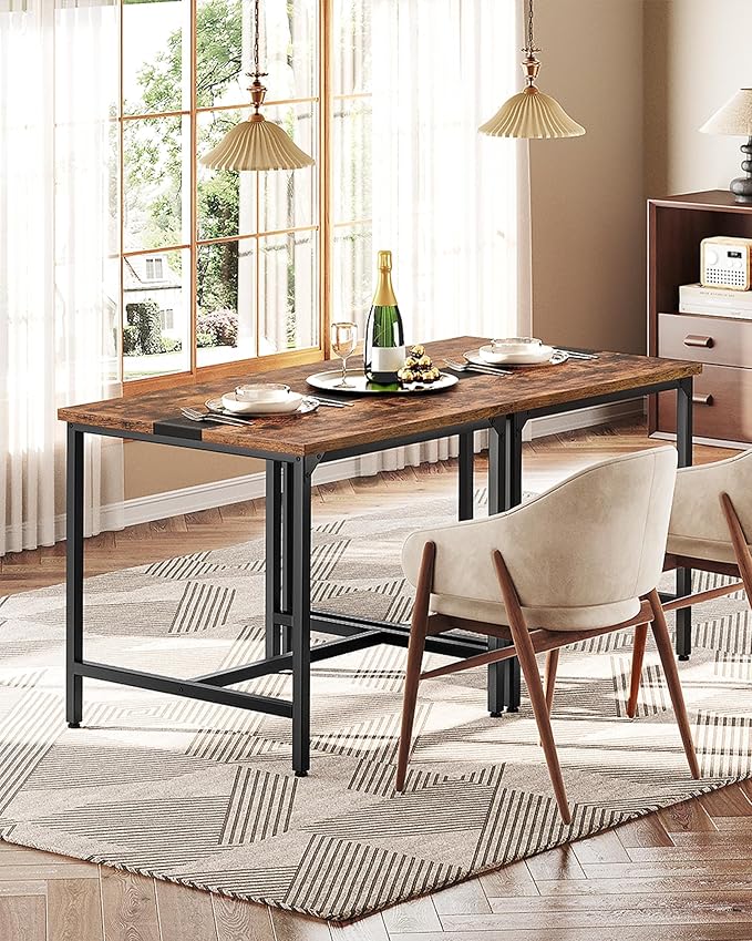 Square Kitchen Dining Table, 29.5'' Dining Table, Small Dining Tables, Writing Desk, Coffee Tables, for Restaurant, Living Room, Apartment, Rustic Brown and Black TCZ02BF