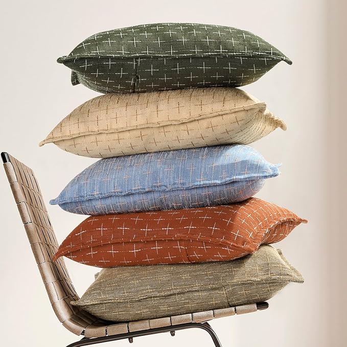 ZWJD 12x20 Pillow Covers Set of 2 Soft Polyester Textured Pillow Covers with Stylish Flange Edge Cozy Farmhouse Throw Pillows for Couch Bed Sofa Living Room