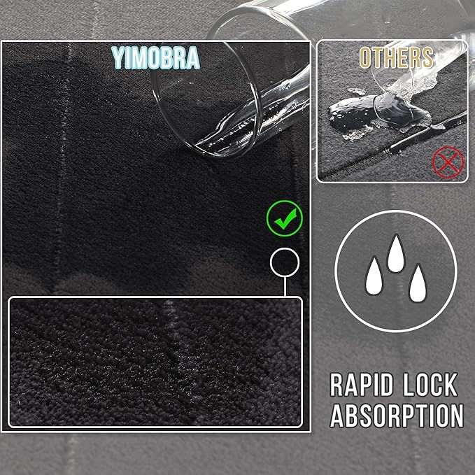Yimobra Bathroom Runner 55"x24", Non Slip Memory Foam Bath Mat, Super Soft Water Absorbent Hallway Carpet, Machine Washable Rug for Vanity Tub Shower, Black